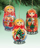 Russian Doll Wooden Ornaments Set of 3