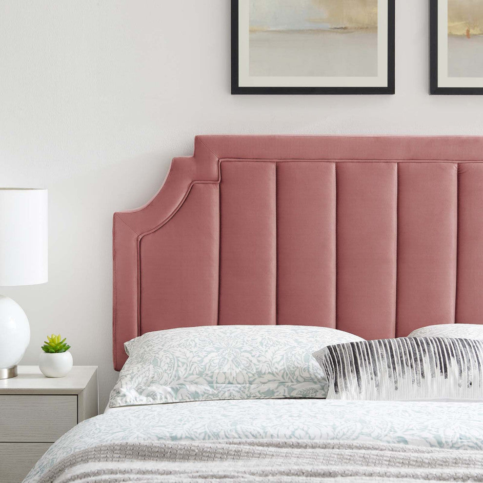 Tufted Headboard, Twin Size, Velvet, Pink, Modern Contemporary, Bedroom Master