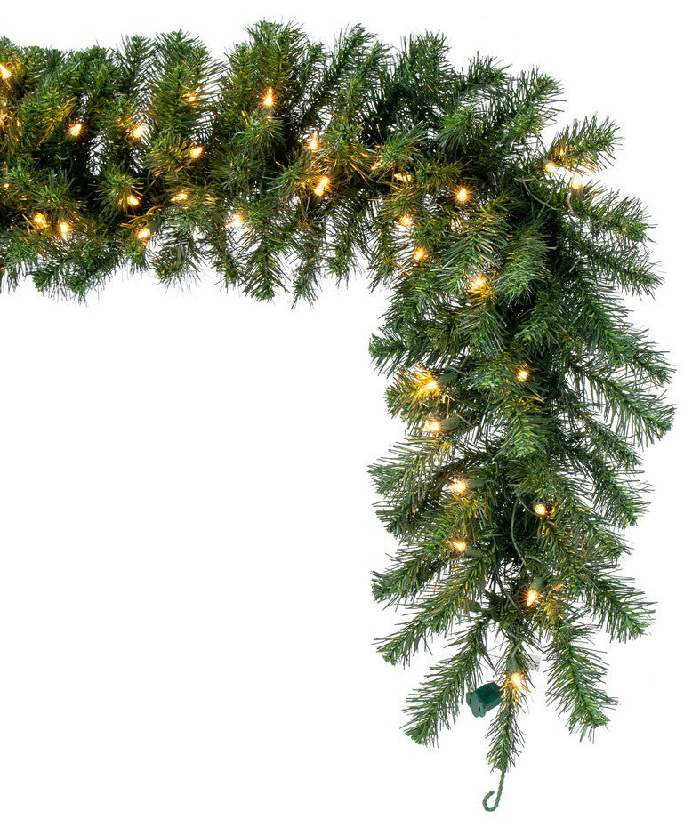 Vickerman A808813 9' Douglas Fir Christmas Garland, Clear Mini Lights