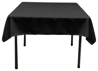 LA Linen Square Polyester Poplin Tablecloth, Black, 52"x52"