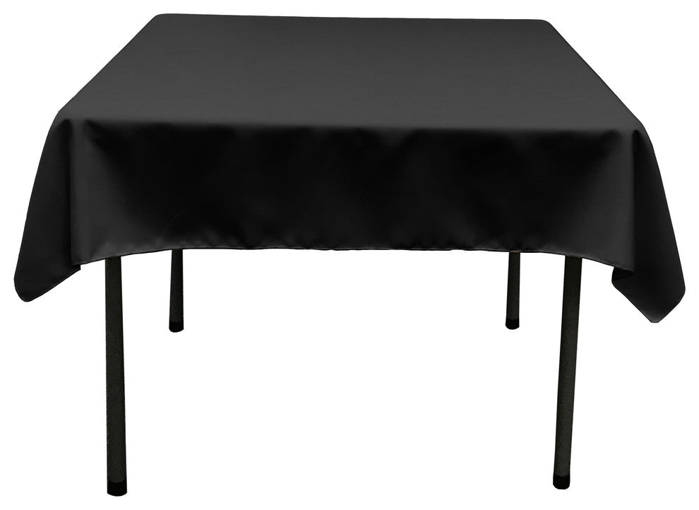 LA Linen Square Polyester Poplin Tablecloth, Black, 52"x52"