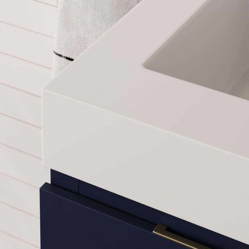 Boutique Bath Vanity, Blue, 60", Double Sink, Wall Mount