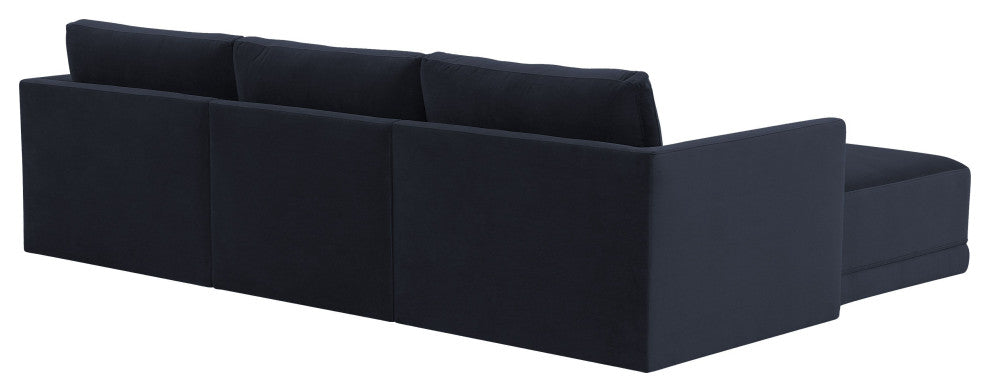 Flix Modular Velvet Sectional Sofa, Modern 4 Piece Sectional Couch Set, Navy Blu