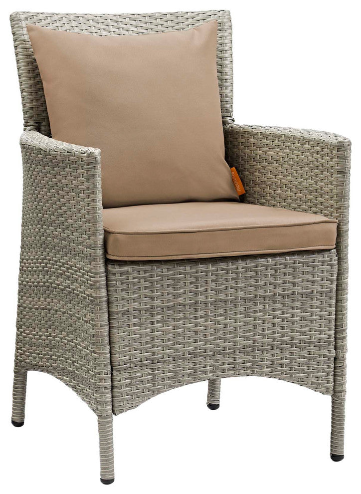 Conduit Outdoor Patio Wicker Rattan Dining Armchair, Light Gray Mocha