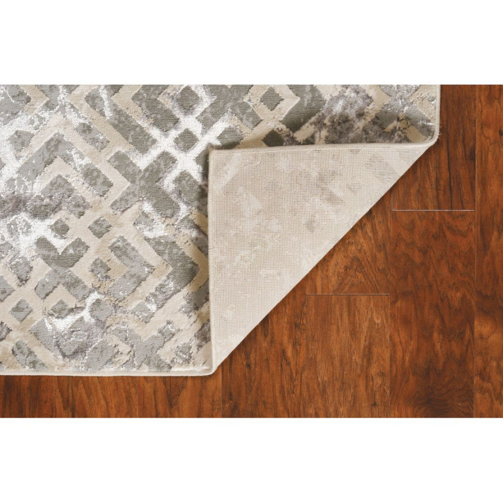 KAS Luna 7124 Sand Silver Dimensions Area Rug, 5'3"x7'7"