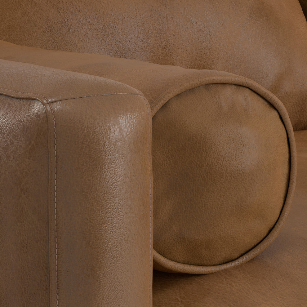 Morrison 72" Sofa and Ottoman Set, Caramel Brown, 72"