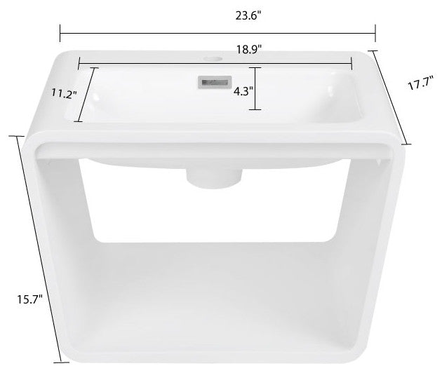 24" Streamline K-1951-24 Solid Surface Resin Wall Hung Basin