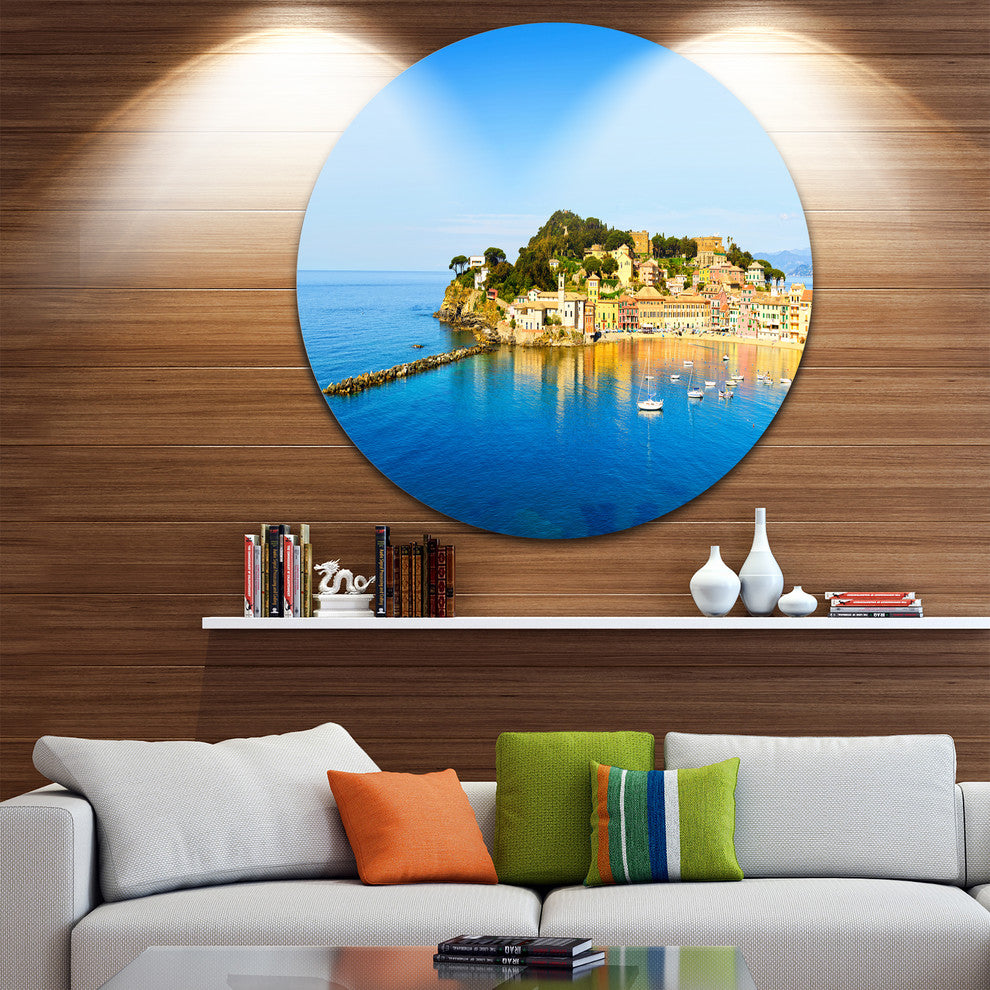 Sestri Levante Silence Bay Sea, Seashore Round Wall Art, 36"
