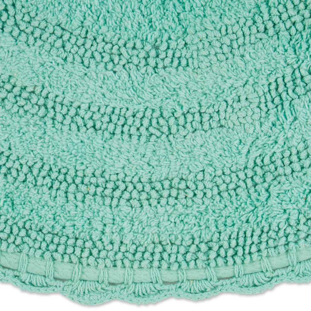 Aqua Round Crochet Bath Mat