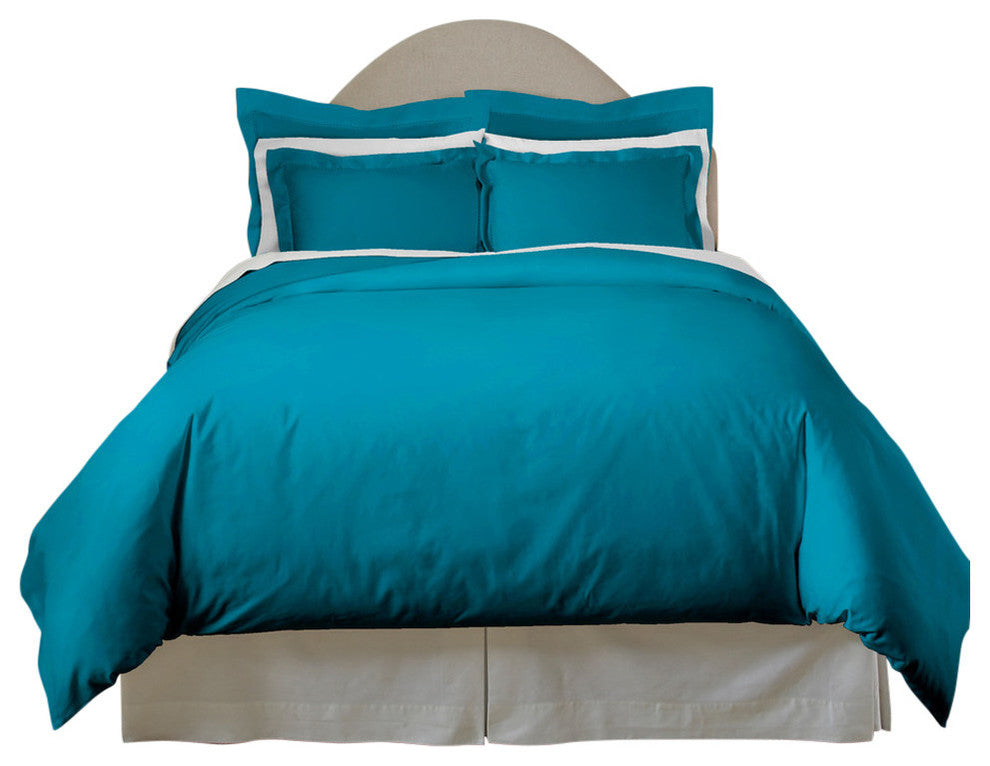 Pointehaven 620TC Long Staple Cotton Euro Shams, Set Of 2, Teal