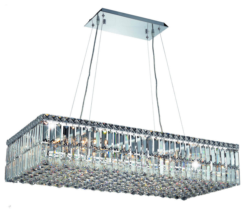 Artistry Lighting Maxim Rectangle Collection Crystal Chandelier in Chrome, 36x18