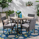 GDF Studio 5-Piece Derek Outdoor Square Dining Set, Gray/Gray/Gray