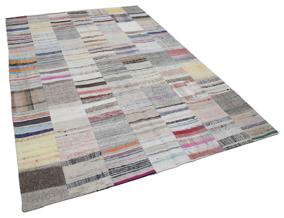 Rug N Carpet - Handmade Oriental 6' 7'' x 9' 10'' Unique Patchwork Kilim Rug