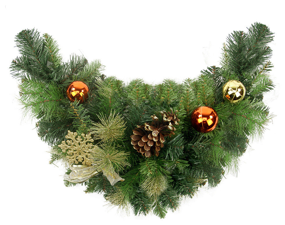 Unlit Copper Decorated Swag 64 Tips, 24"