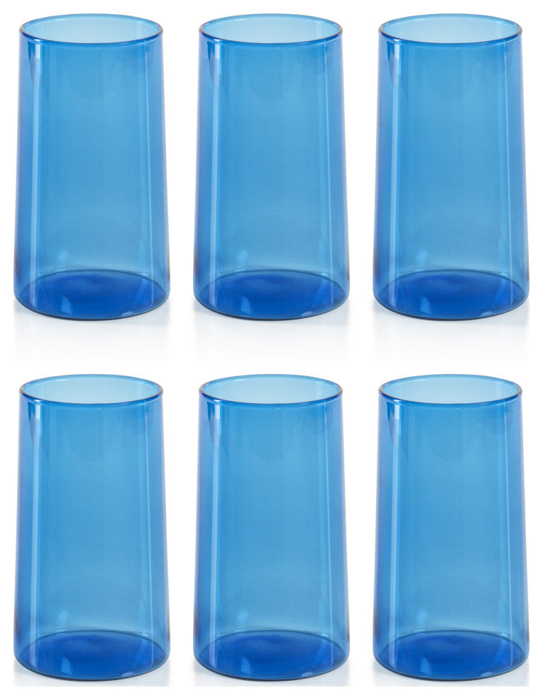 Lorient Highball Glasses, Light Cobalt Blue, Set of 6