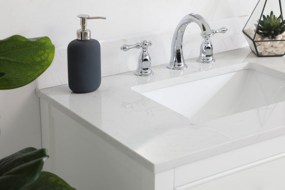 Skylar 30" Single Bathroom Vanity, White With Backsplash