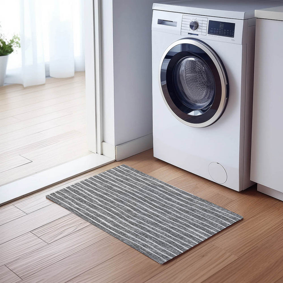 Indoor/Outdoor Laidley LA1 Grey Machine Washable 1'8" x 2'6" Rug