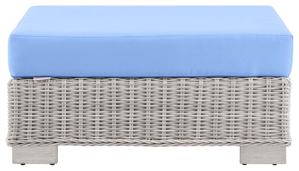 Lounge Sectional Sofa Chair Set, Rattan, Wicker, Gray Blue, Modern, Outdoor