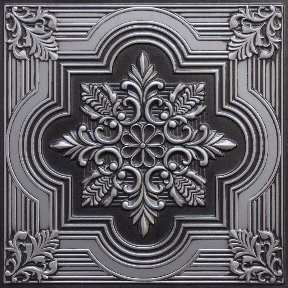 Antique Silver 3D Ceiling Panels, 2'x2', 200 Sq Ft, Pack of 50