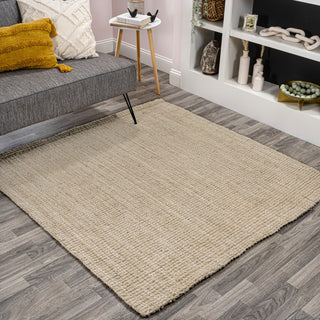 Pata Hand Woven Chunky Jute Light Ivory 9' Square Area Rug