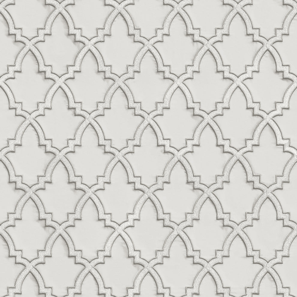 Geometric Textured Wallpaper, Trellis Pattern, Gray Silver Silver Gray, 1 Roll