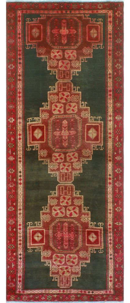 Semi-Antique Samman Charcoal/Rust Runner, 4'9x10'6