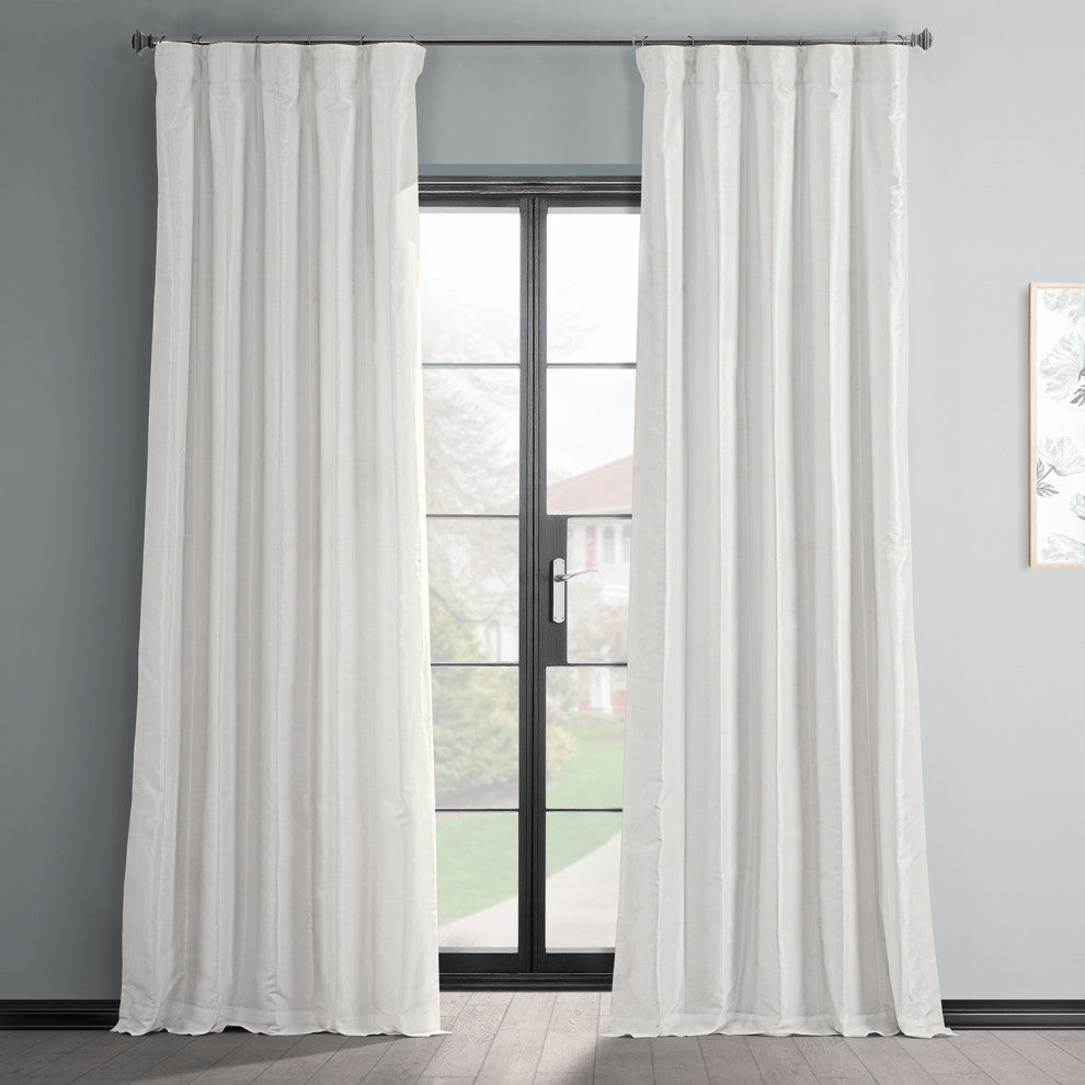Off White Textured Vintage FauxDupioni Silk Curtain Single Panel, 50"x120"