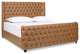 Brooklyn Tufted Sheltered Wingback Panel Bed, Caramel Tan Brown, King