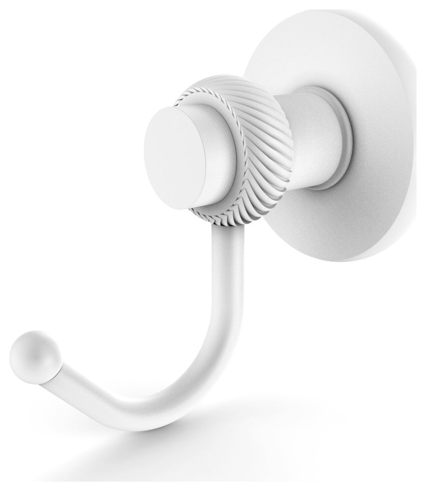 Mercury Robe Hook with Twisted Accents, Matte White