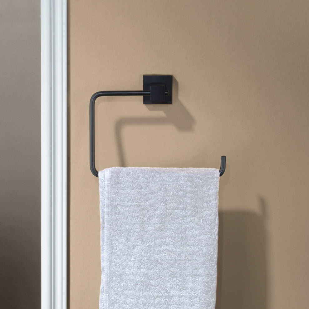 Cube 4-Piece Bathroom Hardware Set, Matte Black