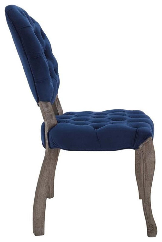 Navy Exhibit French Vintage Dining Performance Velvet Side Chair