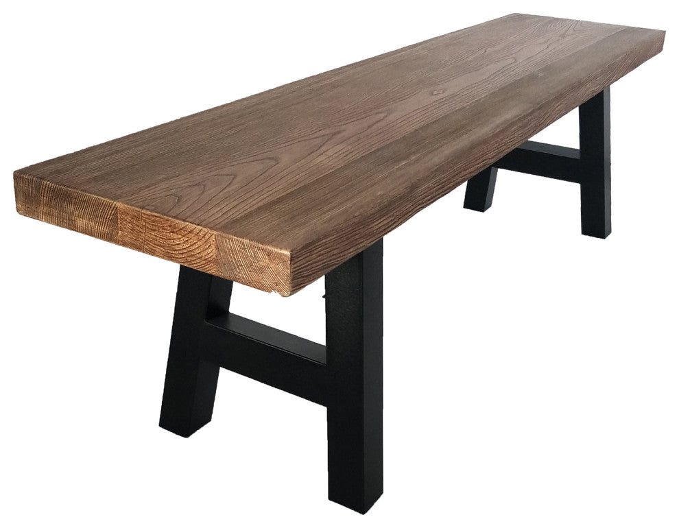 GDF Studio Edward Outdoor Light Weight Concrete Dining Bench, Natural Oak