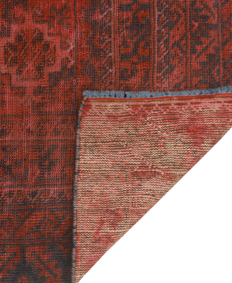 Vintage Rainbow-Dye Azucena Red/Charcoal Runner, 3'3 x 6'10