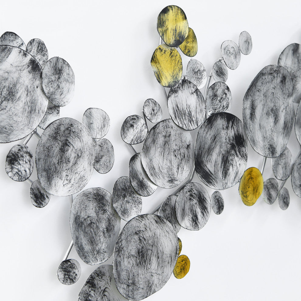 Hand Painted Etched Metal Wall Sculpture, Multi Color, Flying Discs