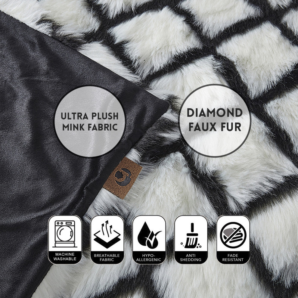 Inspired Home Cambree Throw Luxuriously Soft, Acrylic 50"x60", Black