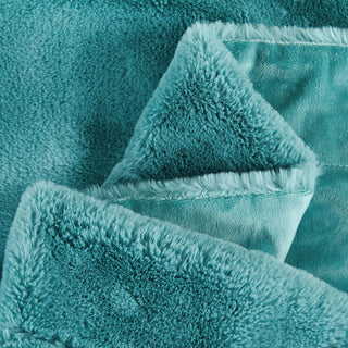 Fox Faux Fur Throw Blanket, Aqua, 60''x80''