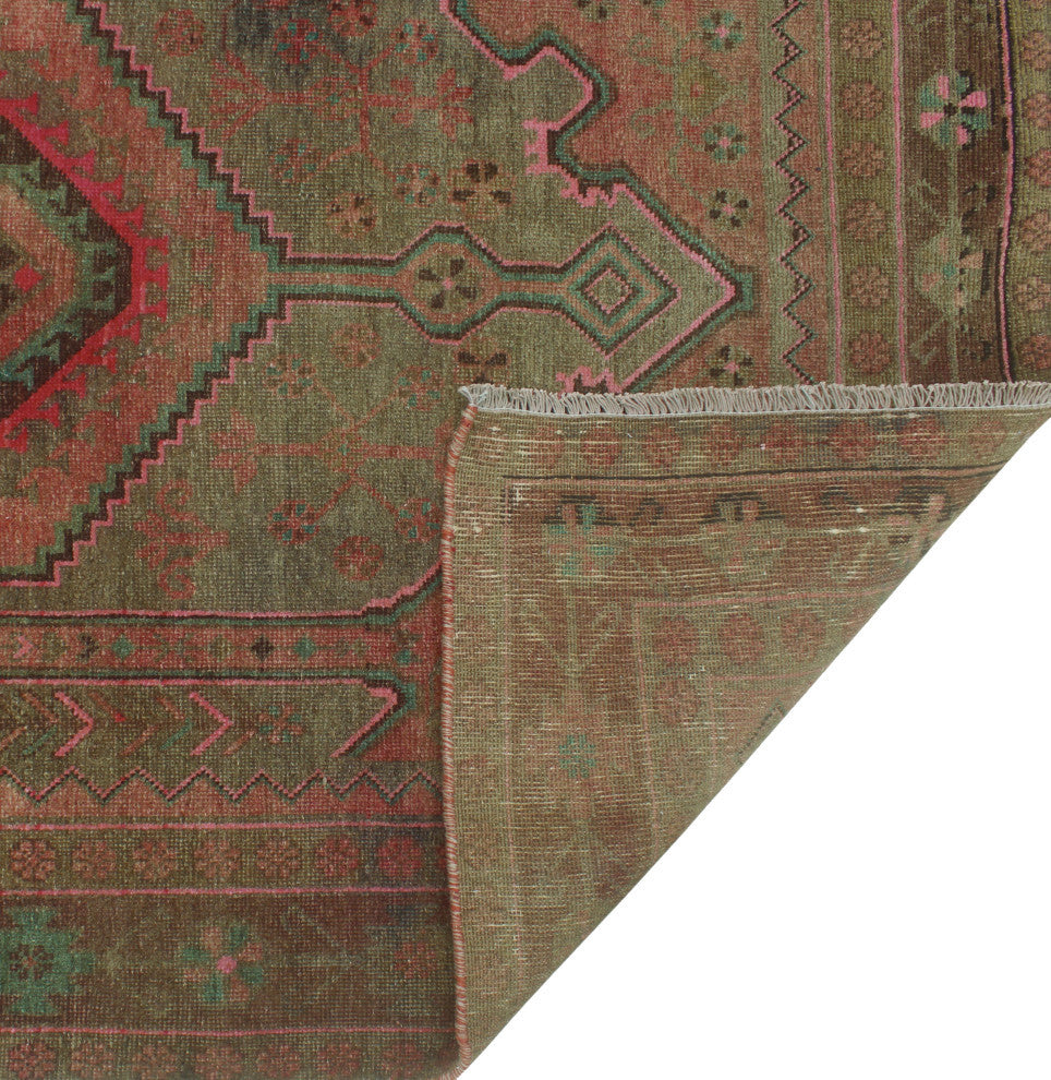 Vintage Distressed Imran Rust/Brown Runner, 4'5x12'9