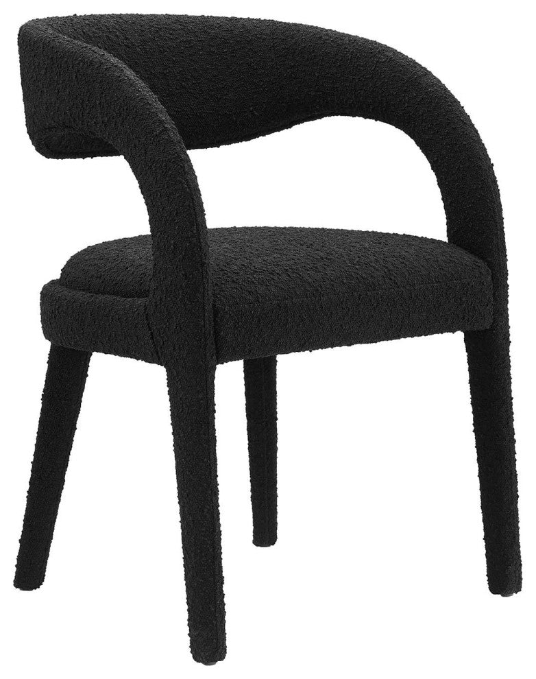 Pinnacle Boucle Upholstered Dining Chair Set of 2, Black