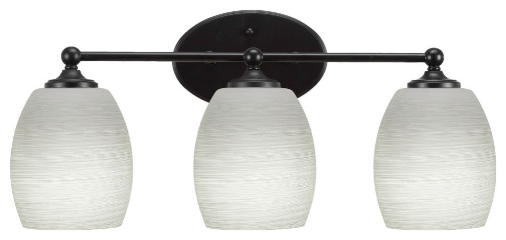 Capri 3-Light Bath Bar, Matte Black/White Linen