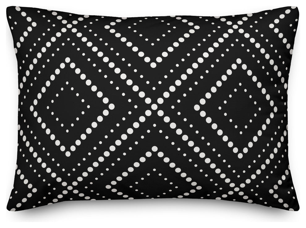 Black and White Dotted Diamond 14x20 Lumbar Pillow