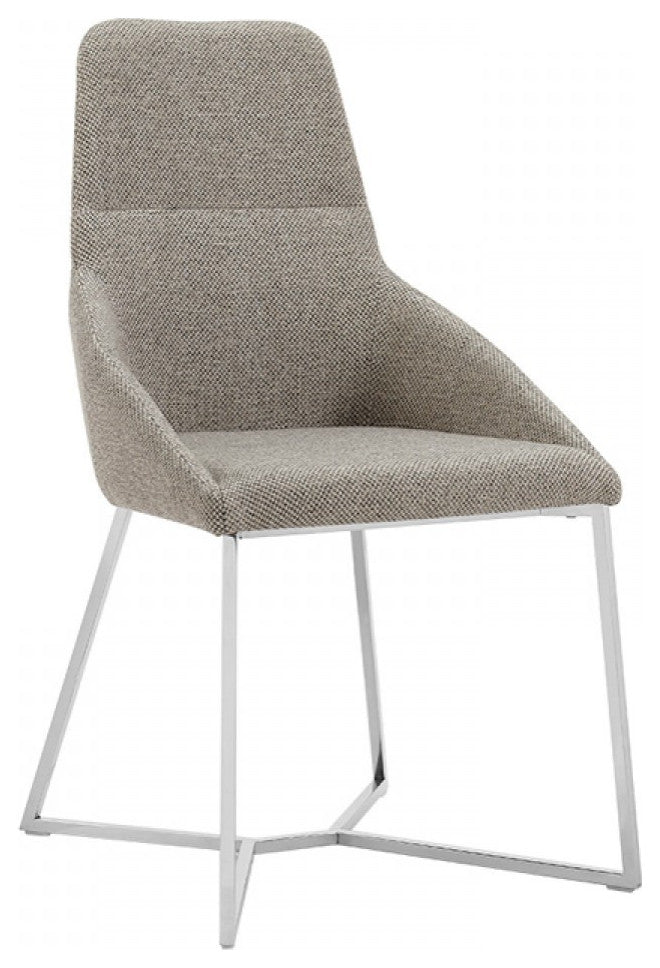 Set of 2 Light Grey and Geo Stainless Steel Dining Chairs