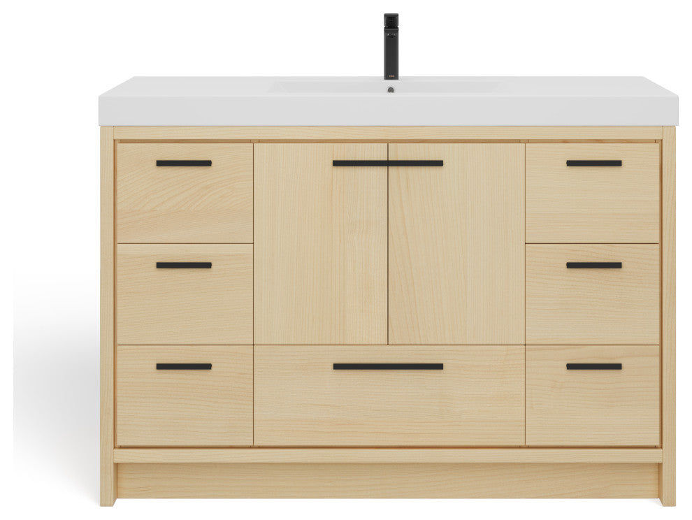 The Sacha Bathroom Vanity, Maple, 48", Single Sink, Freestanding