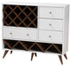 Jule Mid-Century Modern White and Walnut Wood Wine Cabinet