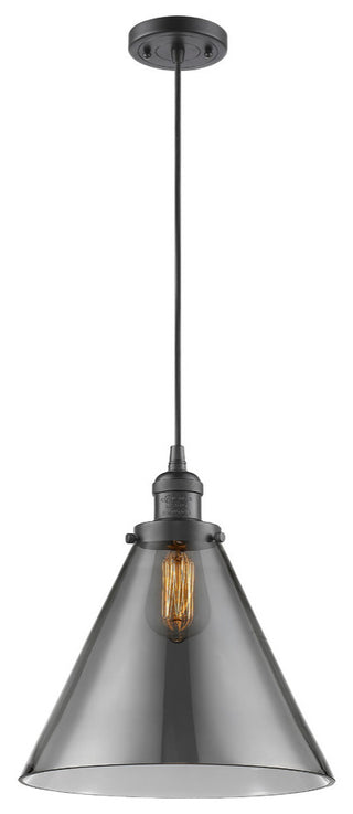 1-Light X-Large Cone 12" Pendant, Oil Rubbed Bronze, Glass: Smoked