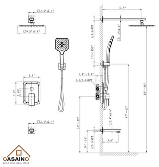 9inch Shower System Brushed Nickel Dual Head Waterfall Shower Bar System, Brushed Nickle