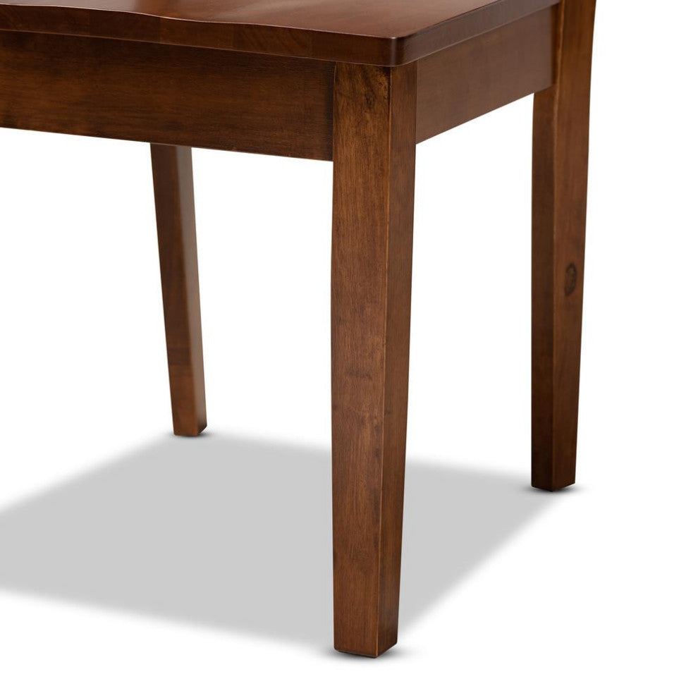 Walnut Brown Finished Wood 2-Piece Dining Chair Set