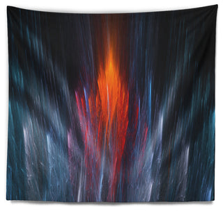 Fractal Fire in Light Blue Contemporary Wall Tapestry, 60"x50"