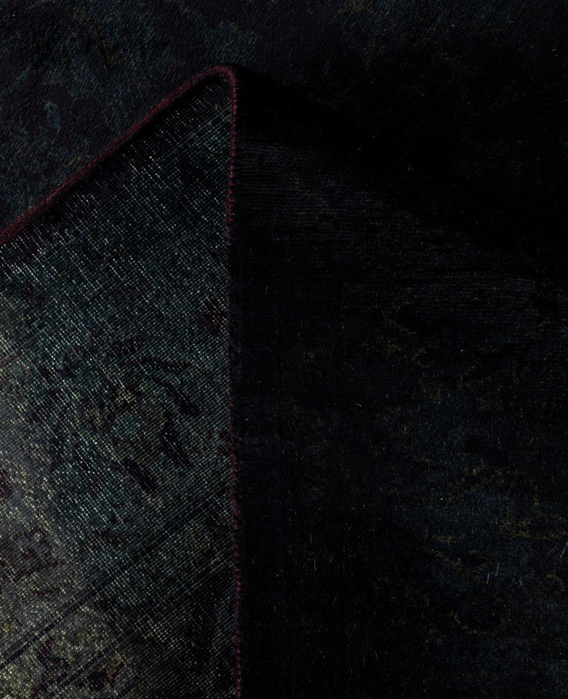 Overdyed One-of-a-Kind Hand-Knotted Area Rug Black, 4' 1" x 6' 5"