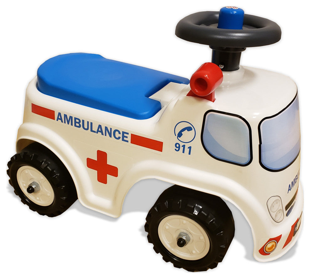 Ambulance Vehicle With Opening Seat And Steering Wheel, Ride-On And Push-Along