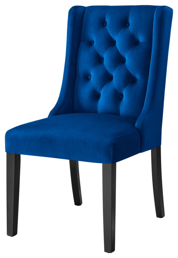 Side Dining Chair, Set of 2, Blue Navy, Velvet, Modern, Cafe Bistro Hospitality